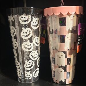 Halloween Ghost and Pumpkin Tumblers - Black and Pink